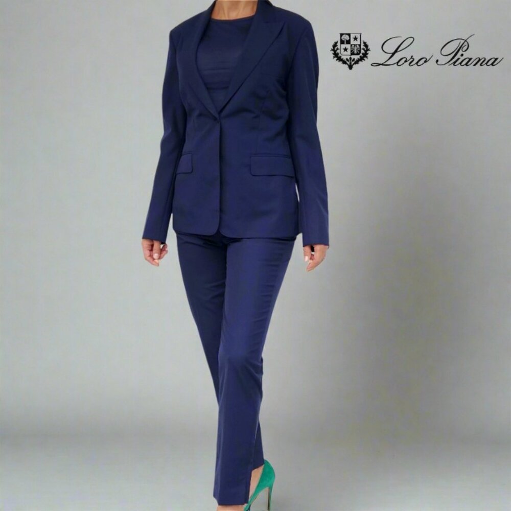 NWT Loro Piana Women's Suit 100% Wool Slim Jacket & Pants | Size: EU 42
